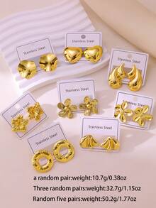 Juego de pendientes de presión de aceite geométricos de lujo y estilo retro, hechos de acero inoxidable de alta calidad, adecuados para uso diario, bodas, fiestas, vacaciones, regalos del Día de la Madre, regalos de Pascua - Pendientes nuevos - Ver 9