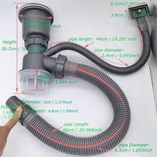 Bộ 1 ống thoát nước bồn rửa nhà bếp đơn bằng thép không gỉ đường kính 110mm, ống thoát nước bồn rửa đơn đa năng, ống thoát nước bồn rửa nhà bếp chống tắc nghẽn, bao gồm ống tràn, bộ hoàn chỉnh ống thoát nước bồn rửa đơn, phụ kiện ống thoát nước bồn rửa đơn, ống thoát nước bồn rửa, đầu ống thoát nước bồn rửa với lưới lọc cặn trong suốt có thể tháo rời, bao gồm ống tràn. - A - Xem 2