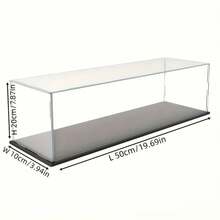 1 pieza Caja de exhibición de acrílico transparente, disponible en múltiples tamaños, caja de exhibición a prueba de polvo de plástico con base negra, adecuada para modelos de autos, figuras de acción, coleccionables, estatuas y exhibición - Caja expositora negra - Ver 36