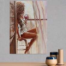 1 pieza Impresionista: Figura Perezosa en la Terraza, Ebria, Sosteniendo Vino Tinto - Adecuado para Principiantes Kit de Pintura Digital DIY - 16x20 Pulgadas - Sin Marco - Pintar por Números - Conjunto de Arte Artesanal - Pintar por Números - Pintura Digital Acrílica - para Decoración de Paredes del - Enmarcado - Ver 3