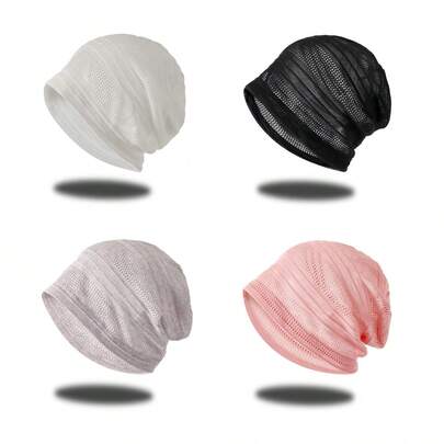 1pc Women's Breathable Mesh Knit Cap, Lightweight Soft Material, Skin-Friendly Loose Chemo Cap, Casual Hollow Out Hat For Summer, Soft & Comfortable For Daily Wear, Outdoor Activities And More
