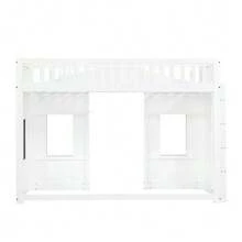 Bunk Bed, House-Style Bed, With Stairs, Fall Protection And Railing, Children's Bed With Window, Freely Configurable Lower Bed, Pine Frame, Pine+MDF, White, 90x200cm - White - View 11