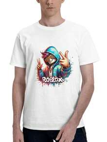 Men's Graphic T-Shirts    Summer Tops Casual Shirts Cotton Short Sleeve T-Shirt Fashion Unisex Tee Top Cosplay - 白色 - 查看 1