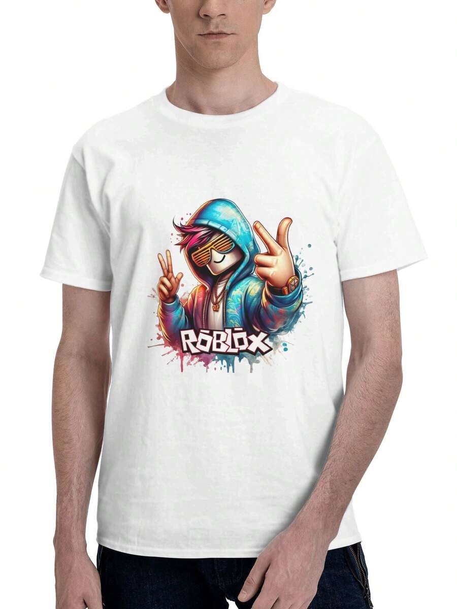 Men's Graphic T-Shirts    Summer Tops Casual Shirts Cotton Short Sleeve T-Shirt Fashion Unisex Tee Top Cosplay - 白色 - 查看 1