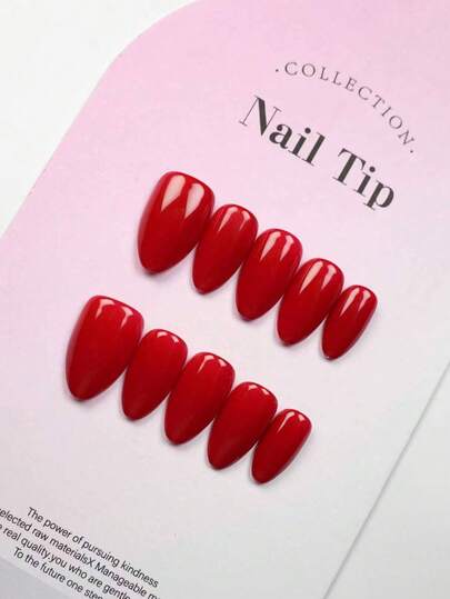 10 uñas postizas de forma de almendra y cortas hechas a mano en color borgoña oscuro, perfectas para el Día de San Valentín. Incluye 1 lima de uñas mini y 1 pegatina, ideal para manicura y fiestas de música de verano