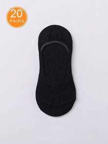 10/20 piezas Calcetines de barco simples y personalizados de colores aleatorios, calcetines invisibles antideslizantes de silicona, adecuados para uso diario, hogar, oficina, regalo casual de Navidad - Multicolor - Ver 6