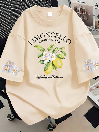 花卉字母印花圆领T恤，大码女式上衣，非常适合度假、母亲节、情人节和日常穿着。