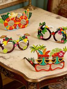 16pcs Hawaiian Paper Glasses, Hawaiian Party Glasses, Summer Beach/Pool Party Decorations, Hawaiian Party Eyeglasses, Flamingo, Coconut Tree, Beach And Hawaiian Summer Themed Paper Glasses Wholesale, Hawaiian Fashion Eyeglass Frames, Tropical Party Props, Summer Beach Party Supplies, Hawaiian Pool Party Props, Hawaiian Beach Party Decorations, Birthday Party Supplies - Multicolor - View 6