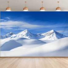 背景横幅，雄伟雪山风景主题图案背景，适用于拍照派对用品、拍照亭背景、户外探险主题聚会、冬季活动，经久耐用，室内外均可装饰。 - 24 - 查看 1