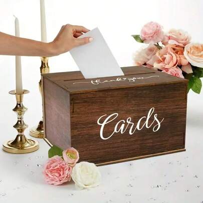 1pc Elegant French Wedding Greeting Card Box - Artificial Gift Box With French Text, Suitable For Wedding, Birthday, Anniversary, Christmas, Travel And Dining Table Decor