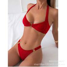 New Solid Color Sexy Push-Up Two-Piece Bikini, Pure Desire Style, Backless Bikini - White - View 2