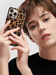 1pc Classic Leopard Print Faux Leather Soft Protective Case, Handcrafted Shock-Proof Dustproof Shell For Apple 17 Pro Max/16 Pro Max/16 Plus/13 Pro Max/14 Pro Max 13 14 11 12 Pro 11/15 Pro, Galaxy S24 Ultra, Suitable As Holiday Gift - Yellow-brown Leopard Print - View 8