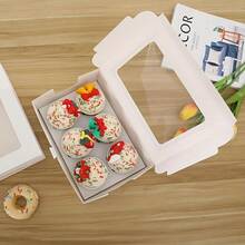 Paquete de 20 Cajas para Cupcakes con Ventana Transparente, Capacidad para 6 Unidades, Cajas de Cartón para Repostería, Uso Doméstico, Fiestas y Eventos - paquete de 20 unidades blancas - Ver 5