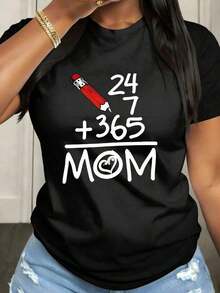 Camisetas Casuales Premium Unisex Lindas para el Día de la Madre, Camiseta Mathmula para Mujer, de Manga Corta y Cuello Redondo, con Tela de Elasticidad Media, Adecuada para Ropa Casual de Primavera, Verano y Otoño, Lavable a Máquina, Diseño Divertido. - Negro - Ver 6
