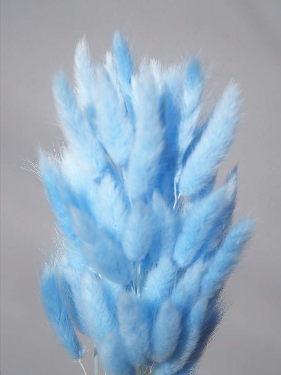 55-60 Stems Random Delivery, Approximately 16.5 Inch Faux Bunny Tail Grass In Khaki Color, Suitable For Boho Style Floral Decor, DIY Crafts, Home Kitchen And Wedding Decor, Christmas And Thanksgiving Decoration, DIY Wreath Decor - Sky Blue - View 1