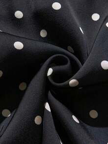Falda de mujer de la serie de fiestas de alta gama para el Día de San Valentín, con diseño de lunares, empalme de dobladillo y decoración de encaje, elegante y clásica francesa para otoño/invierno - Negro - Ver 7