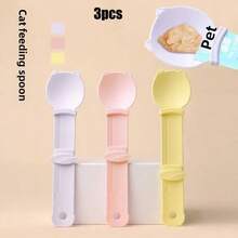 3Pcs Cat Treat Squeeze Spoon Multifunctional Dispenser For For Wet Food, Licky Treats & Puree Tubes, Easy Feeding And Storage With With Extra Long Handle Design, Cat Accessories - 3件裝 - 查看 1