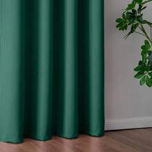 1 Piece Thermal Blackout Curtain 135x225 Cm, Total Light And UV Ray Blocking, Noise And Temperature Insulation, Ideal For Bedroom, Living Room Or TV Room - 墨綠色 - 查看 4