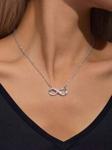 1pc S925 Sterling Silver Minimalist Infinite Lucky Symbol Necklace, Women's Fashion Personalized Delicate Niche Design Collarbones Chain, Simple Elegant Unique Neck Accessory, Suitable As Gift For Friends - Infinity Symbol - View 9