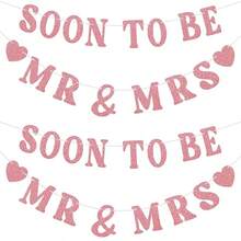Soon To Be Mr & Mrs Banner, Suitable For Bridal Shower Decor, Pre-Wedding Gold Glitter Decoration, Bachelorette Party, Engagement Celebration - Soon to Be Mr & Mrs. Laqi - View 23