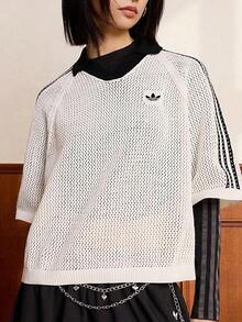 Áo Polo nữ adidas Originals KC6490, kiểu dáng rộng rãi, tay ngắn, chất liệu dệt kim móc. - trắng - Xem 1