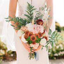 30/300pcs Artificial Rose Stems, Suitable For DIY Wedding Bouquets, Center Pieces, Parties, Home Decor, OPP Bag Packaging (Excluding Box), Valentine's Day, Birthday, Graduation Gifts (Including 2 Leaves) - Orange - View 5