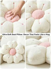 Christmas Decorative Pillows, Adorable Daisy Flower Cushions, Soft Faux Rabbit Fur Pillows For Sofas, Bedrooms, And Living Rooms,Perfect For Christmas And New Year Home Decor,A Wonderful Christmas Gift For Family And Friends - Lõi bột màu trắng - Xem 8