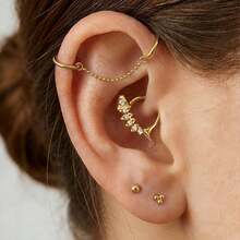 Khuyên mũi hình cá 16G có khớp nối - Đính đá Cubic Zirconia, chất liệu G23, unisex, phù hợp cho xỏ mũi, sụn tai, vành tai. - Bạc - Xem 3
