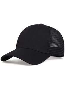 2026Men Solid Trucker Hat Letter Embroidered Baseball Cap Casual - màu đen - Xem 6