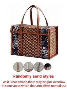 1pc Large Vintage-Style Rectangular Bamboo Picnic Basket - Stacking, Foldable, Portable, Woven With Lid For Snacks & Fruits - Multipurpose, Retro Design For Outdoor Use - A - View 11