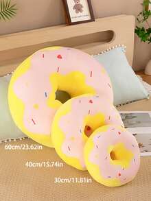 Cuscino decorativo a forma di ciambella rosa 30cm/40cm, stampa digitale 3D, morbido e confortevole, cuscino divertente a forma di cibo, leggero, adatto per divano, sedia, pavimento - Multicolore - Visualizzare 11