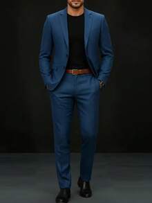 Men's Microfiber Melange Premium Emporio Colombo Suit - 藏蓝色 - 查看 4