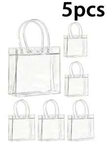 20 Stück/10 Stück/5 Stück große transparente Geschenktüten, Geschenke, Hochzeit Geburtstag, transparente Tragetaschen mit Griffen, verdickte wiederverwendbare transparente PVC Geschenktüten - transparent - Übersicht 13