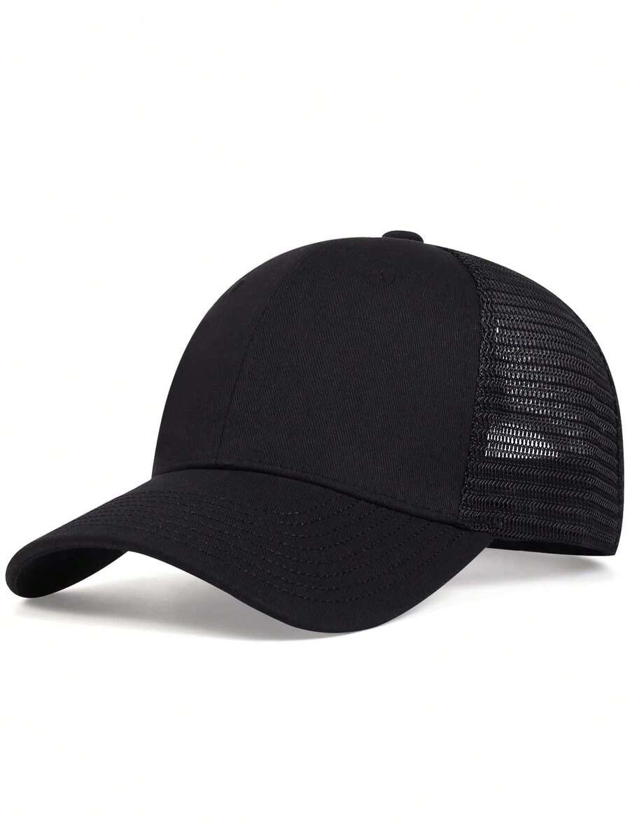 2026Men Solid Trucker Hat Letter Embroidered Baseball Cap Casual - màu đen - Xem 1