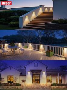 Luz de pared solar, lámpara de pared LED RGB resistente al agua IP65 con cambio de color, luz exterior automática del anochecer al amanecer adecuada para jardín, cerca, patio, patio trasero - Lámparas solares de pared para exteriores - Ver 9