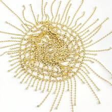 1pc Luxury Bridal Headpiece, Rhinestone Tassel Hair Accessory For Wedding, Banquet, Long Hair - Golden - View 5