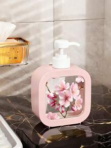 Creative Home Bathroom Dispenser Bottle, Pink Cherry Blossom Pattern With Falling Petals, Suitable For Bathroom, Kitchen, Sink, Perfect For Hand Soap, Hand Wash, Shower Gel, Etc. Creative Lotion Bottle, Lotion Dispenser Bottle - Multicolor - View 5