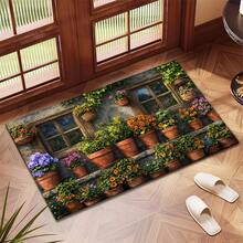 1pc 2D Floral Potted Plant Print Absorbent Pad/Drying Mat For Coffee Maker, Tableware - Absorbent Polyester Desktop Protective Mat With Non-Slip Rubber Backing, For Kitchen Counter Decor, Home Bar And Dining Table - Multicolor - View 6
