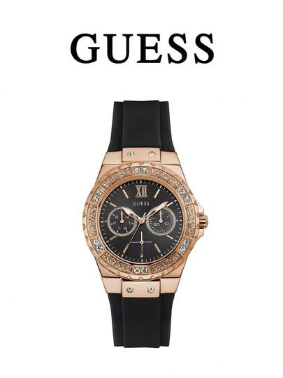  Guess Women's Gold-Tone Stainless Steel Crystal Glitz Elegant Quartz Watch, Triangle Cutout Design, Glamorous Business Style, Suitable For Parties, Banquets, And Daily Wear, An Ideal Gift For Girlfriend, Friend, And Mother. GW0478L2