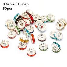 50 buah Manik-manik Bulat Rhinestone AB 4/6/8/10mm Kristal Lepas untuk Pembuatan Perhiasan DIY, Gelang, dan Aksesoris Kalung - oblat - View 33