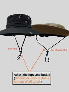 Sun Protection Hat Outdoor Fishing Hiking Hat Western Cowboy Hat Unisex Drawstring Bucket Hat Wide Brim Summer Vacation - Khaki - View 3