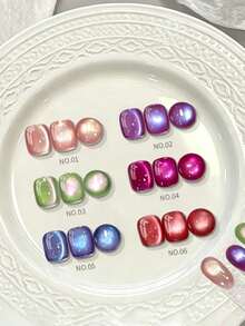 12ml 2026 Seasonal Dazzling Rainbow Fruit-Colored Light Dopamine Dual-Light Purple-Blue Light Skin-Tone Crystal Glass Bead Whitening Icy Transparent Light Gold Cat-Eye Gel Nail Polish. Nail Art Salon And Beauty Care, Long-Lasting With UV Lamp. - Multicolor - View 4