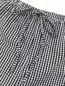 2026春夏大码格子裤，波西米亚风沙滩裤，伊比沙音乐节庆祝，德比日风格 - 黑與白 - 查看 7