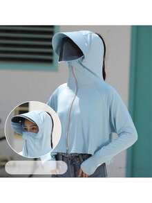 Women's 50+ Sun Protection Jacket Hooded Cooling Shirt Hiking Outdoor Performance - Màu xanh lam - Xem 1