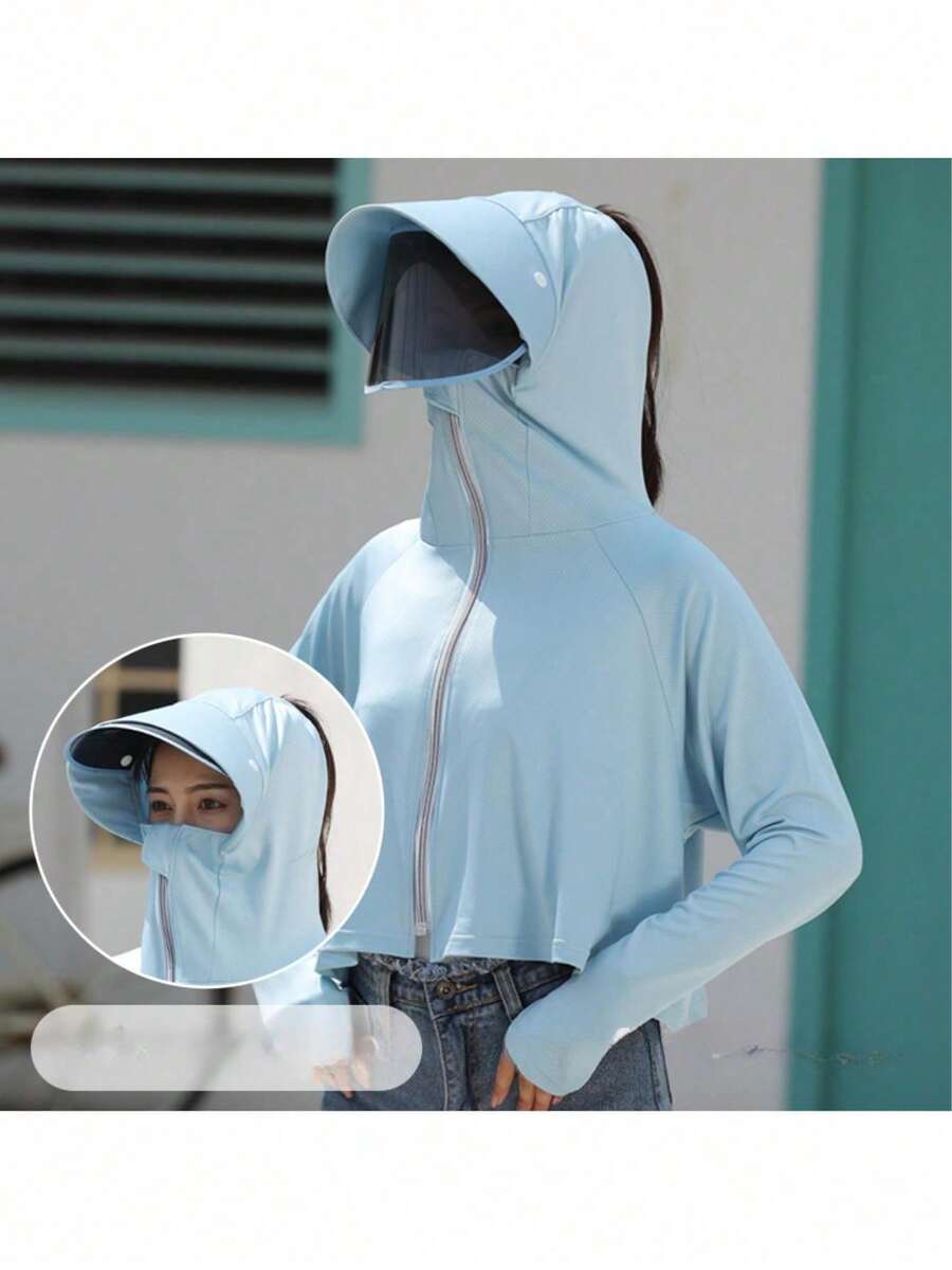 Women's 50+ Sun Protection Jacket Hooded Cooling Shirt Hiking Outdoor Performance - Màu xanh lam - Xem 1