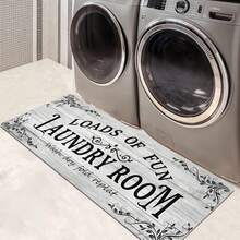 1pc Durable Laundry Room - Non-Slip, Absorbent, Washable Polyester With Laundry Room Design, Decorative Floral Patterns, Kitchen And Laundry Area, Laundry Room | Decorative Floor | Absorbent, Laundry Room Decor - Multicolor - View 4
