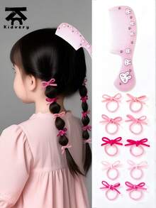 Set de 11 piezas de cintas de lazo y peinetas de gelatina con diseño de animales para niñas, peinetas pequeñas de color caramelo portátiles y prácticas, adecuadas para el diseño de peinados y el cuidado del cabello de niñas, regalo ideal para niñas - Multicolor - Ver 1