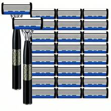 Stainless Steel Razor, Men's 6-Layer Blade Razor, Manual Shaver, Non-Slip Handle And Replacement Blades, Ideal For Daily Grooming, Providing A Smooth Shaving Experience, Perfect Gift Choice! - Blue and White - View 16