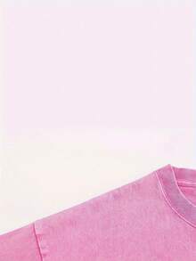 Playera Gráfica Casual Juveni23G Washed T-Shirt, Unisex Vintage Distressed Graphic Tee - Featuring Colorful "HOPE" Block Letters & "Holding On To God' - 玫紅色 - 查看 4