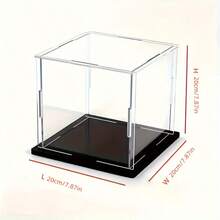 1 pieza Caja de exhibición de acrílico transparente, disponible en múltiples tamaños, caja de exhibición a prueba de polvo de plástico con base negra, adecuada para modelos de autos, figuras de acción, coleccionables, estatuas y exhibición - Caja expositora negra - Ver 40